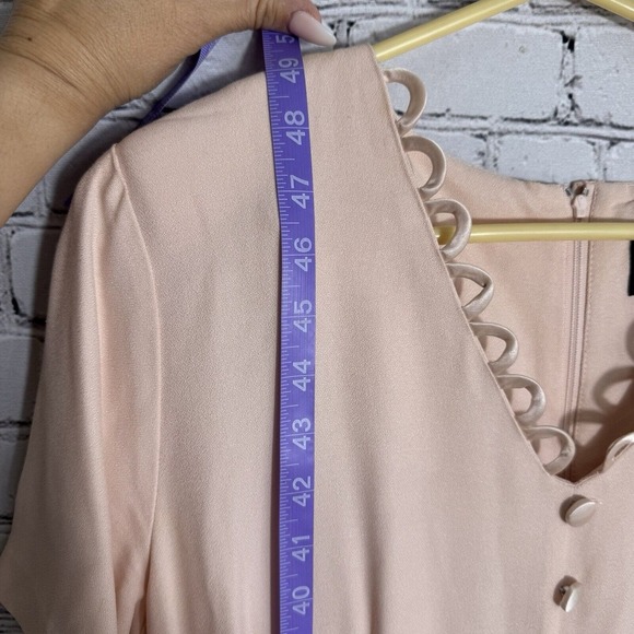 VTG Dawn Joy Fashions Old Money‎ Midi Tea Secretary Art Dress Pale Peach Size 10 - Picture 11 of 11